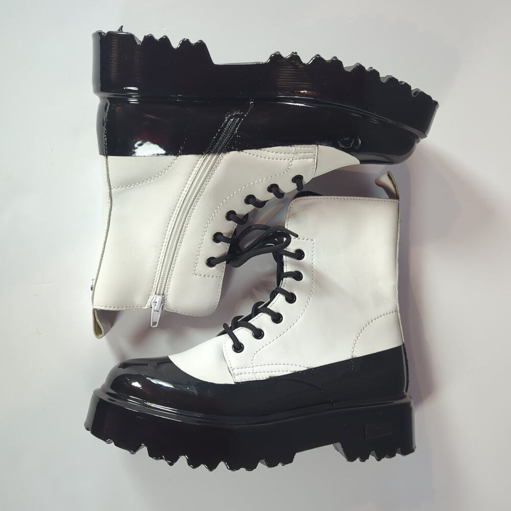 Cult Black White Platform Combat Boots EU 40 US 9-9.5 Goth Grunge Chunky Lug